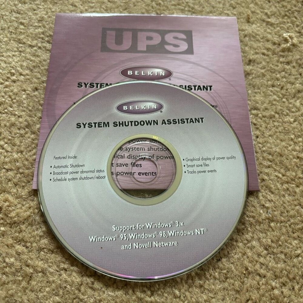 Belkin UPS System Shutdown Assistant Support CD